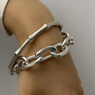 2pcs Women's Bracelet Classic Fashion Punk Personalized Alloy Bracelet Jewelry Silver / Gold For Daily Date