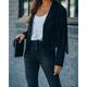 Women's Casual Jacket Going out Fall Tassel Fringe Rusty Regular Coat Regular Fit Breathable Bohemian Style Jacket Long Sleeve Solid ColorWhite Black