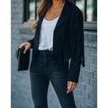 Women's Casual Jacket Going out Fall Tassel Fringe Rusty Regular Coat Regular Fit Breathable Bohemian Style Jacket Long Sleeve Solid ColorWhite Black