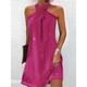 Women's Sequin Dress Casual Dress Summer Dress Mini Dress Sequins Date Streetwear Sexy Halter Neck Sleeveless Black Fuchsia Color