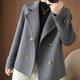 Women's Winter Blazer Coat Fall Double Breasted Lapel Jacket Wool Blend Short Coat with Pockets Warm Black White Camel