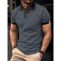 Men's Polo Shirt Work Street Classic Short Sleeves Solid / Plain Color Basic Summer Loose Fit dark brown Black White Pink Dark Navy ash-colored Polo Shirt