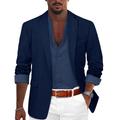 Men's Fashion Casual Blazer Jacket Regular Tailored Fit Solid Colored Single Breasted One-button Black Blue Brown ArmyGreen Grey 2024