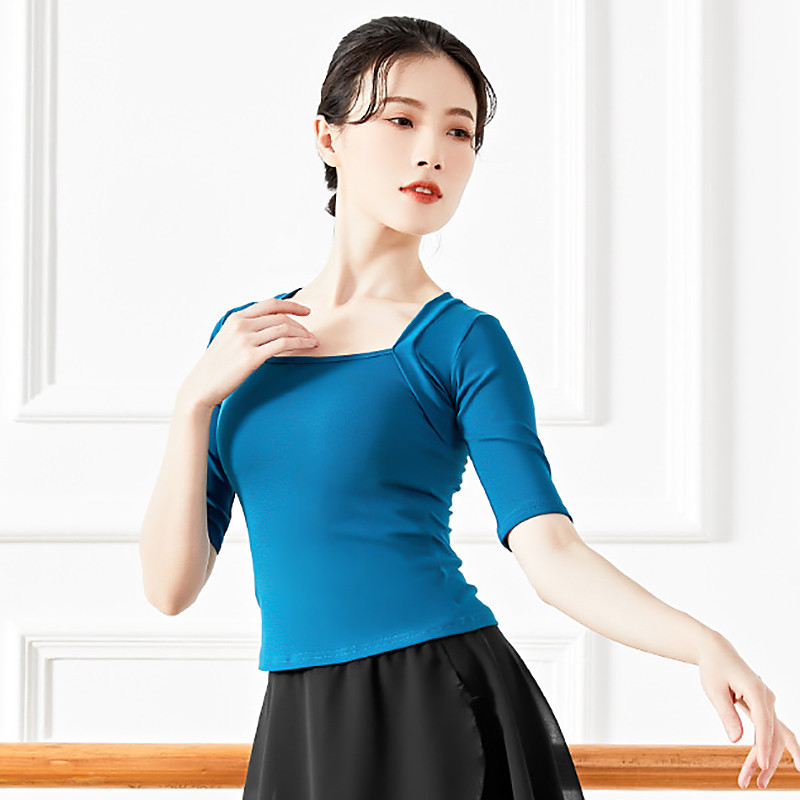 Activewear Top Pure Color Women's Performance Training Half Sleeve High Cotton Blend
