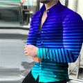 Men's Shirt Striped Graphic Prints Geometry Flame Turndown Royal Blue Blue Sky Blue Dark Blue Outdoor Street Long Sleeve Button-Down Print Clothing Apparel Fashion Designer Casual Soft