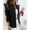 Women's Blazer Formal Casual Daily Baroque Ruffle Full Zip Print Outdoor Work Street Daily Cotton Coat Winter Fall Leopard Black Pink Zipper Stand Collar Regular Fit S M L XL XXL