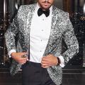 Men's Sequins Blazer Fashion Disco Blazer Jacket Blazer Plus Size Regular Tailored Fit Single Breasted One-button Silver Gold 2024