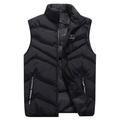 Men's Puffer Vest Gilet Quilted Vest Cardigan Outdoor Street Daily Going out Streetwear Sporty Fall Winter Pocket Full Zip Polyester Warm Breathable Solid Color Zipper Stand Collar Regular Fit Black