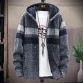 Men's Sweater Cardigan Sweater Hoodie Zip Sweater Sweater Jacket Knit Knitted Color Block Hooded Stylish Outdoor Home Clothing Apparel Fall Winter Wine Navy Blue S M L