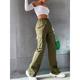 Women's Cargo Pants Pants Trousers Parachute Pants Plain Pocket Full Length Micro-elastic High Waist Streetwear Casual Casual Sports ArmyGreen off white S M Summer Spring