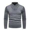 Men's Pullover Sweater Jumper Jumper Ribbed Knit Regular Knitted Plain Mock Collar Modern Contemporary Work Daily Wear Clothing Apparel Winter Black Dark Navy S M L