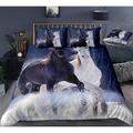 3D Wolf Print Duvet Cover Bedding Sets Comforter Cover with 1 Duvet Cover or Coverlet,1Sheet,2 Pillowcases for Double/Queen/King(1 Pillowcase for Twin/Single)