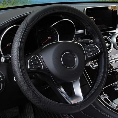 Leather Car Steering Wheel Cover Elastic Breathable Anti-Slip Universal 15 inch Steering Wheel Cover for Men Women