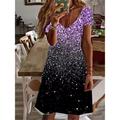 Women's Casual Dress T Shirt Dress Tee Dress Print Dress Mini Dress Pink Blue Purple Short Sleeve Color Gradient Print Summer Spring V Neck Fashion Summer Dress Loose Fit 2023 S M L XL XXL 3XL