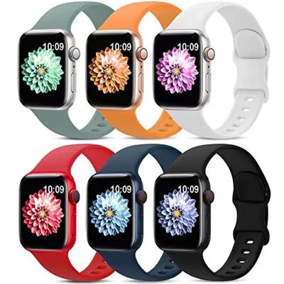 6 Pack Sport Band Compatible with Apple Watch band 38mm 40mm 41mm 42mm 44mm 45mm 49mm Adjustable Breathable Women Men Silicone Strap Replacement Wristband for iwatch Ultra 2 Series 9 8 7 SE 6 5 4 3 2