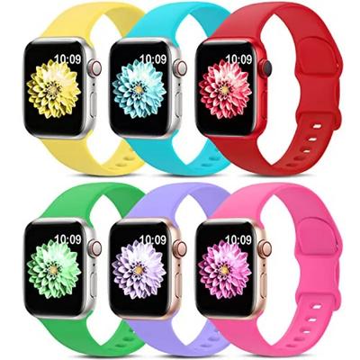 6 Pack Sport Band Compatible with Apple Watch band 38mm 40mm 41mm 42mm 44mm 45mm 49mm Adjustable Breathable Women Men Silicone Strap Replacement Wristband for iwatch Ultra 2 Series 9 8 7 SE 6 5 4 3 2