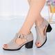 Women's Sandals Block Heel Sandals Ankle Strap Sandals Outdoor Office Daily Solid Colored Summer Buckle High Heel Block Heel Low Heel Peep Toe Elegant Casual Walking PU Leather Buckle Black Light Grey