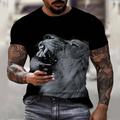 King T-Shirt Mens 3D Shirt For Birthday Black Summer Polyester Men'S Unisex Tee Tiger Graphic Prints Crew Neck White SilverGolden Yellow 3D Outdoor Street Short