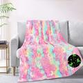 Luminous Unicorn Blanket Kids Birthday Soft Flannel Plush Rainbow Horse Throw, Unicorn Room