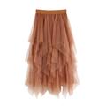 Women's Swing Tutu Long Skirt Midi Skirts Pleated Tulle Solid Colored Party Halloween Spring, Fall, Winter, Summer Polyester Princess Summer Black White Pink Khaki