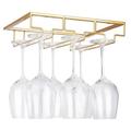 Wine Glass Rack Under Cabinet Stemware Holder Metal Wine Glass Organizer Glasses Storage Hanger for Bar Kitchen Home Black Gold White 3 Rows