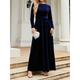 Women's Black Dress Velvet Dress Prom Dress Long Dress Maxi Dress Black Wine Blue Long Sleeve Pure Color Lace up Fall Winter Autumn Crew Neck Fashion Winter Dress Christmas Wedding Guest 2023 S M L