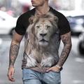 Men's Shirt T shirt Tee Tee Graphic Animal Lion 3D Round Neck Black Yellow Brown 3D Print Daily Holiday Short Sleeve Print Clothing Apparel Vintage Rock