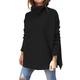 Women's Pullover Sweater Jumper Pullover Jumper Turtleneck Knit Acrylic Knitted Drop Shoulder Fall Winter Tunic Daily Stylish Long Sleeve Solid Color Black Wine Navy Blue S M L