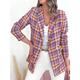 Women's Blazer Plaid Formal Business Office Blazer Suit Spring Casual Jacket Summer Long Sleeve Fall Yellow S