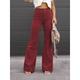 Women's Bell Corduroy Flare Pants Bottom Trousers Full Length Pocket High Waist Fashion Streetwear Christmas Xmas Wine Black S M Winter Autumn Fall