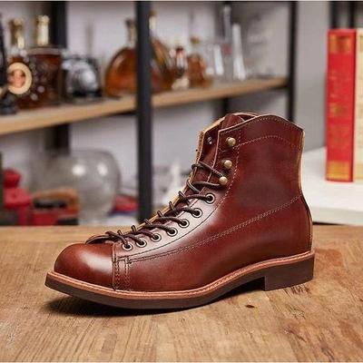 Men's Boots Biker boots Motorcycle Boots Retro Walking Casual Daily PU Comfortable Booties / Ankle Boots Loafer Yellow-Brown Dark Brown Burgundy Spring Fall