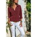 Women's Shirt Blouse Pocket Lapel Collor Long Sleeve Women's Clothing Solid Color Daily Basic
