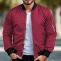 Men's Bomber Jacket Varsity Jacket Sport Coat Outdoor Sports Warm Pocket Fall Winter Plain Fashion Streetwear Stand Collar Regular Ocean Blue Red White Green Khaki Jacket