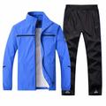 Men's Tracksuit Sweatsuit 2 Piece Full Zip Street Winter Long Sleeve Mesh Thermal Warm Windproof Breathable Gym Workout Running Jogging Sportswear Activewear Striped Dark Grey Dark Blue Red / Jacket