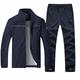 Men's Tracksuit Sweatsuit 2 Piece Full Zip Street Winter Long Sleeve Mesh Thermal Warm Windproof Breathable Gym Workout Running Jogging Sportswear Activewear Striped Dark Grey Dark Blue Red / Jacket