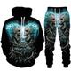 Men's Tracksuit Hoodies Set Black Blue Orange Dark Gray Gray Hooded Graphic Skull Skeleton 2 Piece Print Sports Outdoor Casual Sports 3D Print Streetwear Designer Basic Spring Fall Clothing Apparel