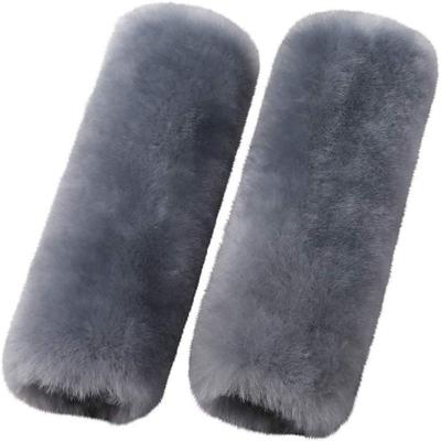 2 Pack Imitation Sheepskin Seat Belt Pads, Soft Shoulder and Neck Cushion, Imitation Wool, Car Interior Accessory
