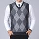 Men's Sweater Vest Wool Sweater Pullover Sweater Jumper Knit Knitted Plaid V Neck Stylish Vintage Style Clothing Apparel Winter Fall Wine Light gray S M L