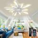 LED Ceiling Fans Dimmable with Remote Contral Flower Design 20/39 5/9-Heads Flush Mount Ceiling Lamp Acrylic Lampshade Chandelier Bedroom Living Room