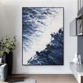 Large Blue Ocean Painting On Canvas Hand painted Abstract Wave Wall Art Textured Art Blue Abstract Sea Painting Home Decor Home Decor Stretched Frame Ready to Hang