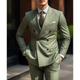 Army Green Men's Wedding Suits Solid Colored 2 Piece Daily Business Plus Size Double Breasted Six-buttons 2024