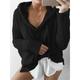 Women's Pullover Sweater Jumper Hooded Ribbed Knit Polyester Lace up Fall Winter Daily Going out Weekend Stylish Casual Soft Long Sleeve Solid Color Black White Pink S M L