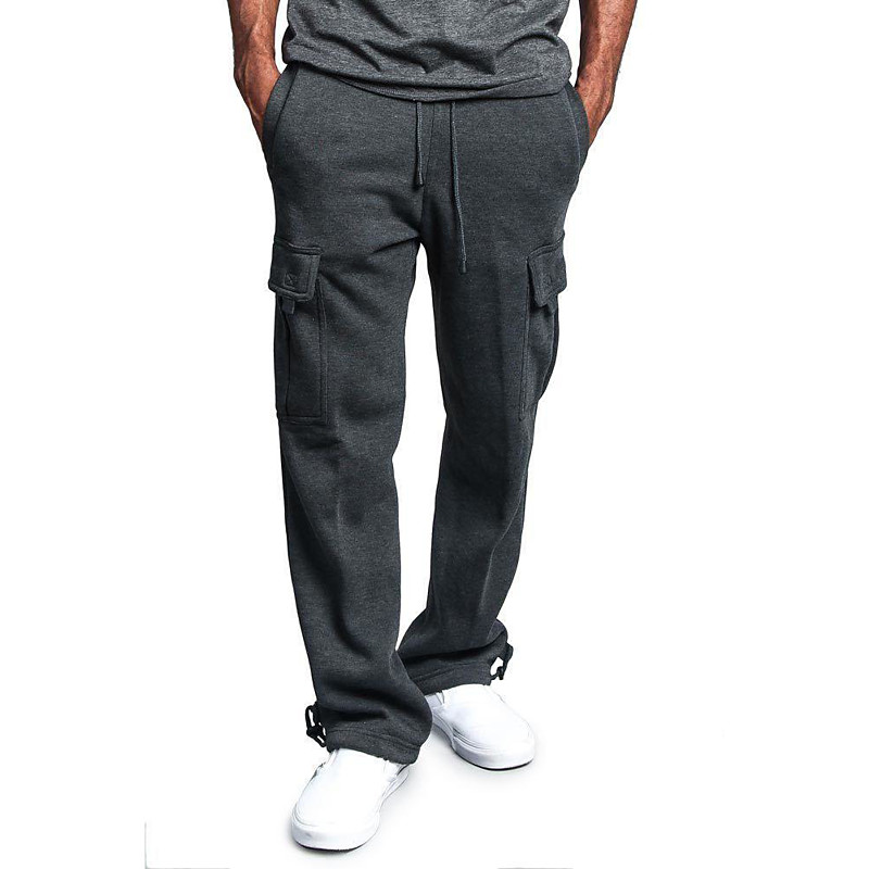 Men's Cargo Pants Sweatpants Joggers Trousers Cargo Sweatpants Wide Leg Solid Color Full Length Sports Outdoor Daily Classic Casual Loose Fit Black White