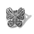 Women's Rings Filigree Butterfly Jewelry Fashion All-Match Opening Adjustable Ring (Silver) Retro Carved Big Trendy Wrap-Around Butterfly Rings Jewelry