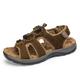 Men's Sandals Outdoor Hiking Sandals Comfort Sandals Hand Stitching Hiking Casual Beach Daily Beach Cowhide Waterproof Breathable Comfortable Magic Tape dark brown Khaki green khaki green A Summer