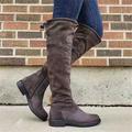 Women's Boots Plus Size Work Boots Riding Boots Outdoor Daily Solid Color Over The Knee Boots Knee High Boots Thigh High Boots Winter Buckle Flat Heel Round Toe Vintage Casual Minimalism Faux Leather