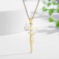 Women's Necklace Faith Cross Jesus Stainless Steel Pendant Necklace Gold Silver Cross Necklace for Dainty Women Letters Decoration Jewelry Faith Grace Love