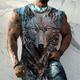 Men's Vest Top Sleeveless T Shirt for Men Graphic Animal Wolf Crew Neck Clothing Apparel 3D Print Daily Sports Sleeveless Print Fashion Designer Muscle