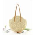 Women's Tote Straw Bag Straw Holiday Beach Solid Color Bohemian Style Beige Coffee
