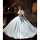 Blue Princess Cinderella Off Shoulder A-Line Long Evening Prom Dresses Retro Vintage Rococo Ball Gown Prom Dress Women's Wedding Costume Ball Gown Halloween Carnival Masquerade Wedding Party Dress